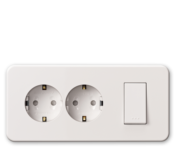 [Rezen] Switch Part Horizontal 2-gang Outlet
